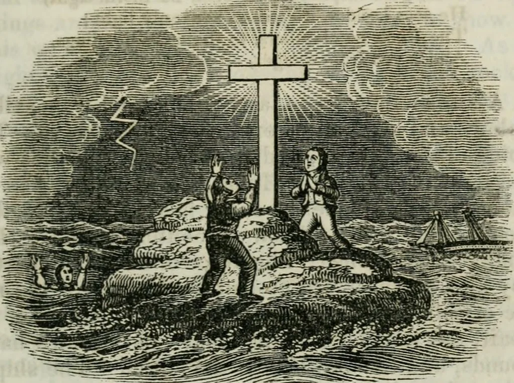 An illustration from Religious emblems : being a series of emblematic engravings, with written explanations, miscellaneous observations and religious reflections, designed to illustrate divine truth, in accordance with the cardinal principles of Christianity ; Religious allegories : being a series of emblematic engravings, with written explanations, miscellaneous observations, and religious reflections, designed to illustrate divine truth, in accordance with the cardinal principles of Christianity, 1851, leaf 36