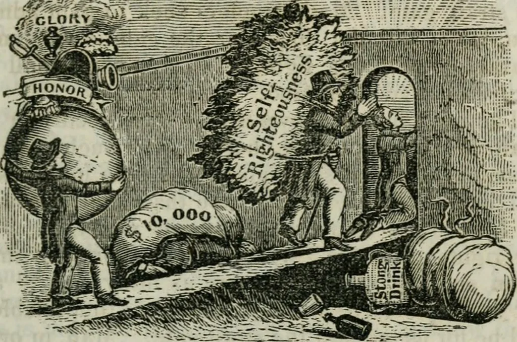 An illustration from Religious emblems : being a series of emblematic engravings, with written explanations, miscellaneous observations and religious reflections, designed to illustrate divine truth, in accordance with the cardinal principles of Christianity ; Religious allegories : being a series of emblematic engravings, with written explanations, miscellaneous observations, and religious reflections, designed to illustrate divine truth, in accordance with the cardinal principles of Christianity, 1851, leaf 42