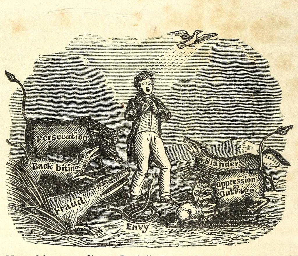 An illustration from Religious emblems : being a series of emblematic engravings, with written explanations, miscellaneous observations and religious reflections, designed to illustrate divine truth, in accordance with the cardinal principles of Christianity, 1850, leaf 92
