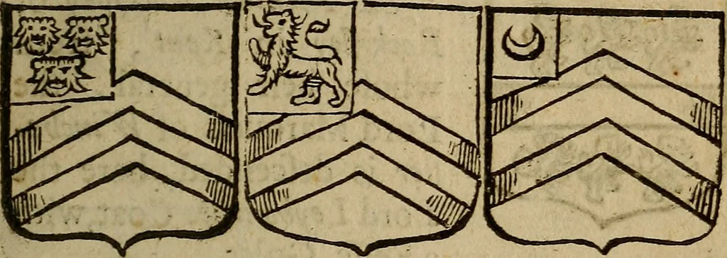 An illustration from Remains concerning Britain: : their languages, names, surnames, allusions, anagramms, armories, moneys, impresses, apparel, artillerie, wise speeches, proverbs, poesies, epitaphs, 1674, leaf 296