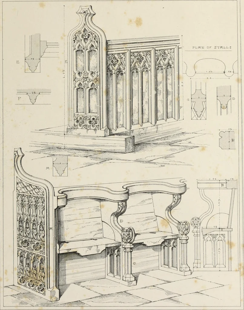 An illustration from Remains of ecclesiastical woodwork, 1847, leaf 12