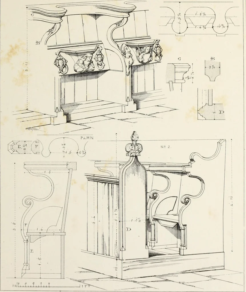 An illustration from Remains of ecclesiastical woodwork, 1847, leaf 28