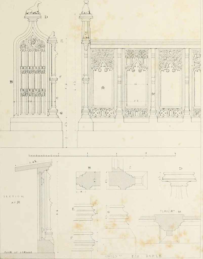 An illustration from Remains of ecclesiastical woodwork, 1847, leaf 36