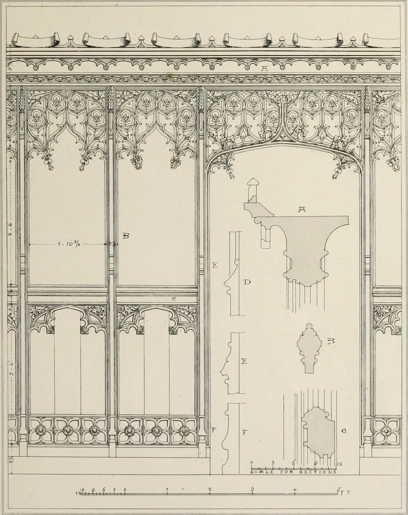 An illustration from Remains of ecclesiastical woodwork, 1847, leaf 40