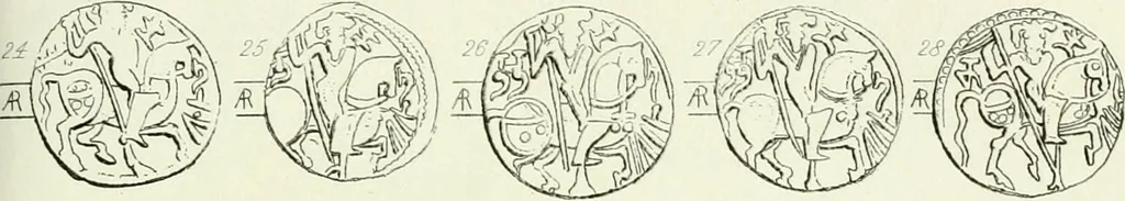 An illustration from Remarks on certain dates occurring on the coins of the Hindu kings of Kul : expressed in the Gupta era and in Arabic (or quasi-Arabic) numerals, 1882, leaf 54