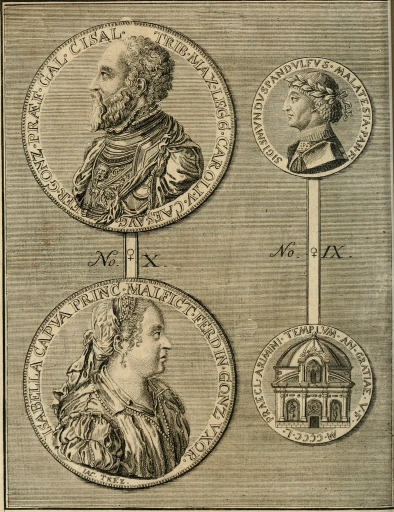 An illustration from Remarques historiques sur les medailles et les monnoyes, 1740, leaf 159
