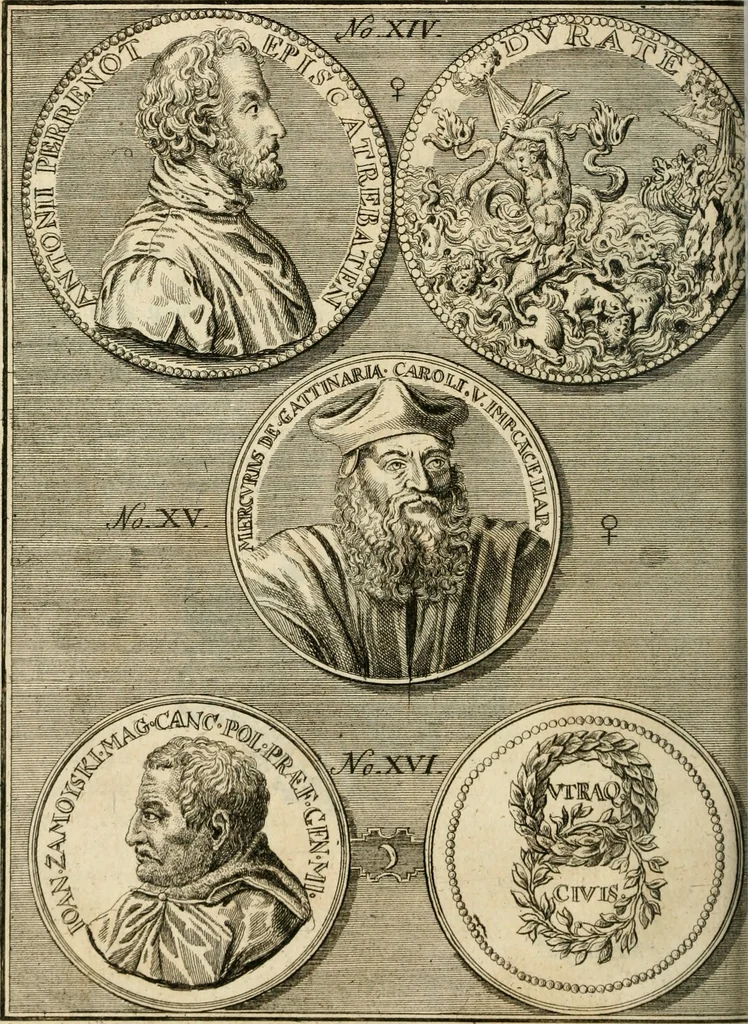 An illustration from Remarques historiques sur les medailles et les monnoyes, 1740, leaf 233