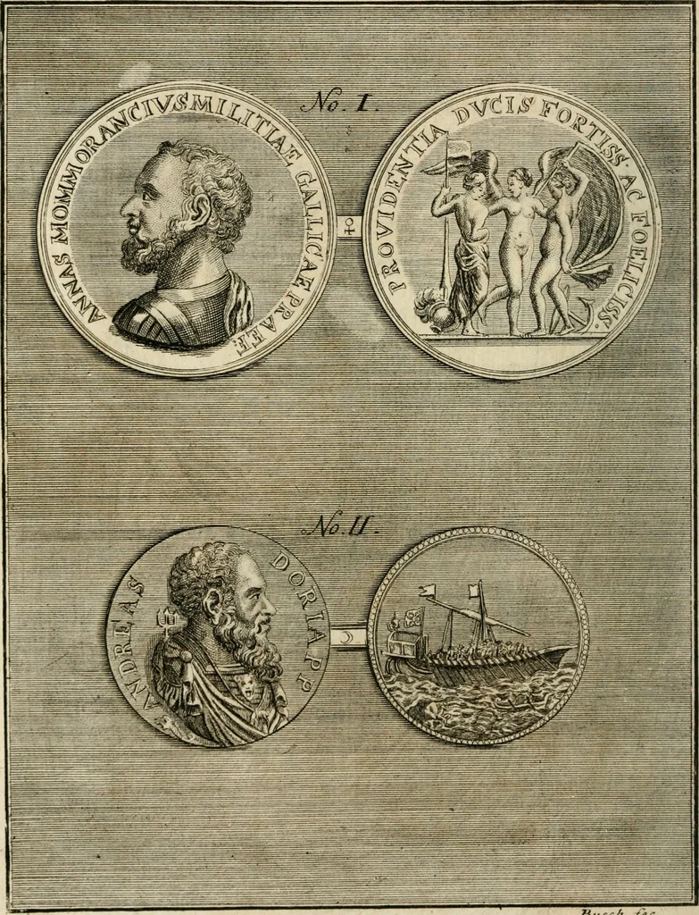 An illustration from Remarques historiques sur les medailles et les monnoyes, 1740, leaf 35