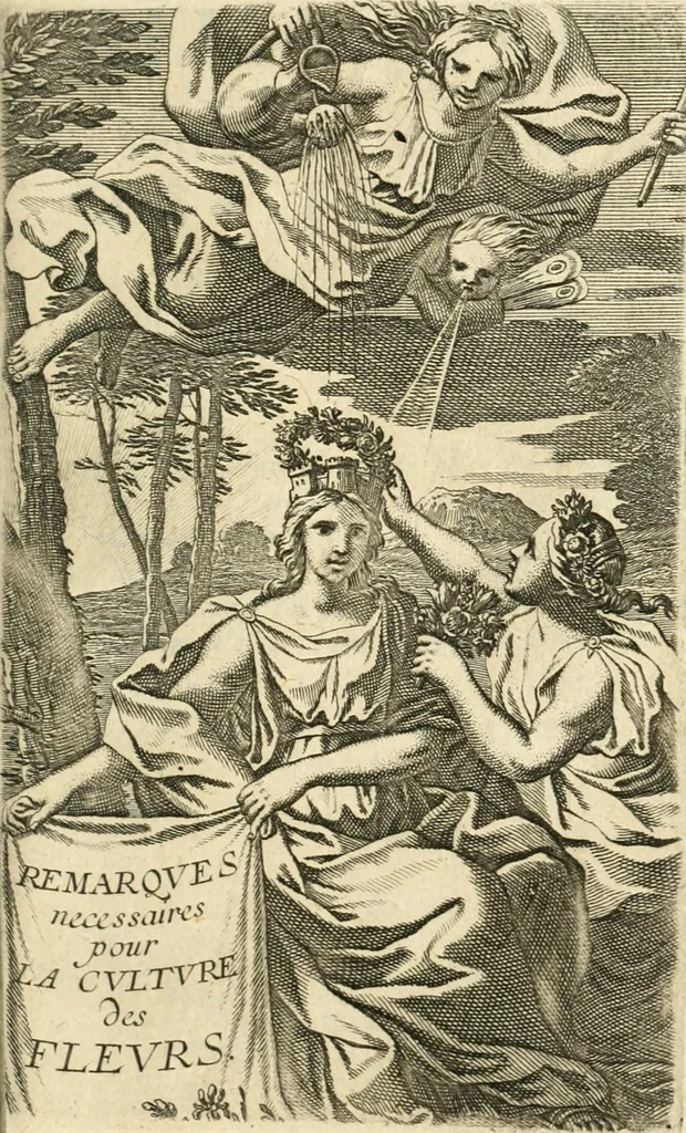 An illustration from Remarqves necessaires pour la culture des flevrs. La maniere avec laquelle il les faut cultiver, & les ouvrages qu'il faut faire selon chaque mois de l'année. Avec une methode facile pour faire toutes sortes de palissades, bosquets, & autres ornemens qui servent à l'embellissement des jardins de plaisir; & un catalogue des plantes les plus rares: le tout diligemment observé, 1678, leaf 8