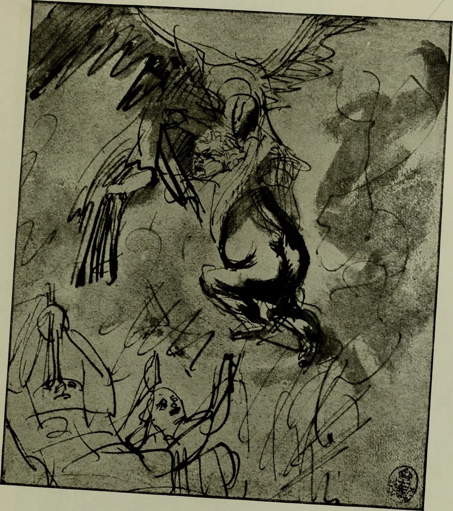 An illustration from Rembrandt handzeichnungen, 1919, leaf 100