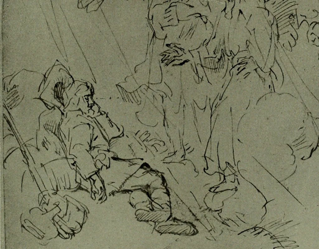An illustration from Rembrandt handzeichnungen, 1919, leaf 104