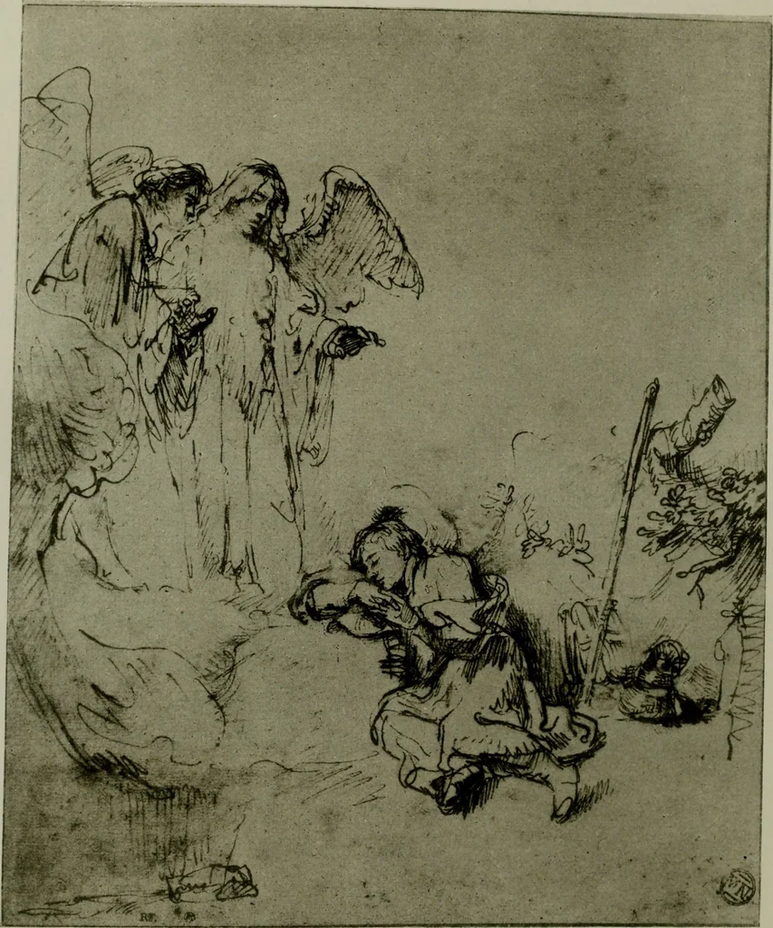 An illustration from Rembrandt handzeichnungen, 1919, leaf 105