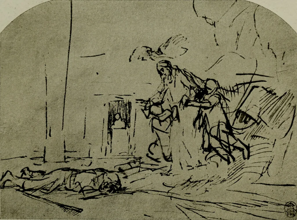 An illustration from Rembrandt handzeichnungen, 1919, leaf 111