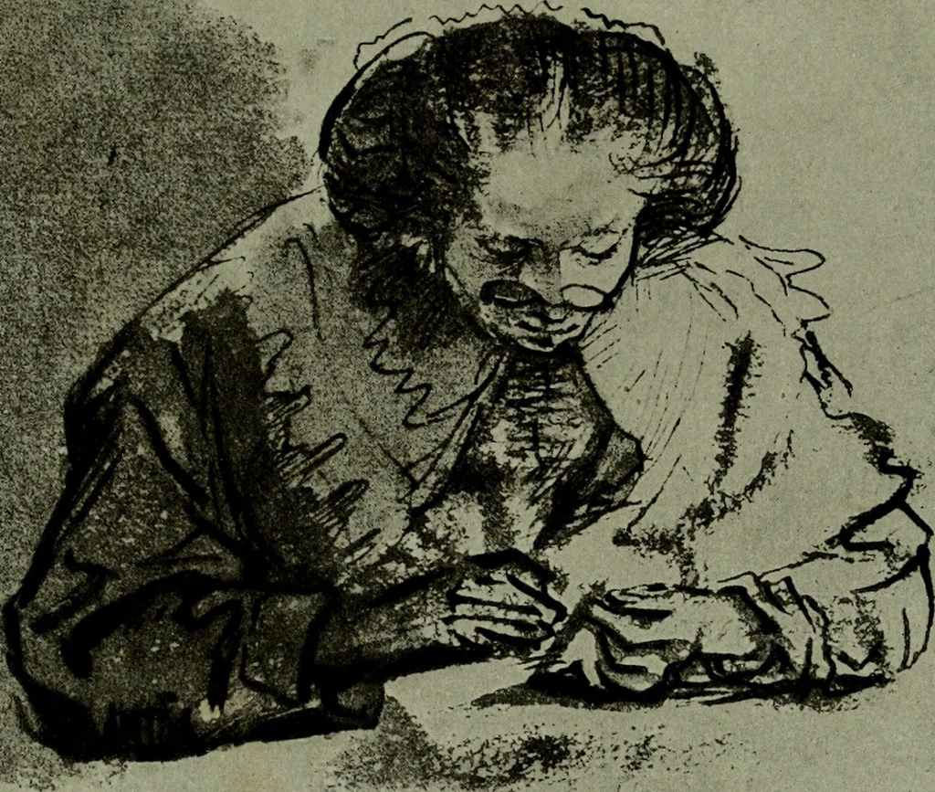 An illustration from Rembrandt handzeichnungen, 1919, leaf 74