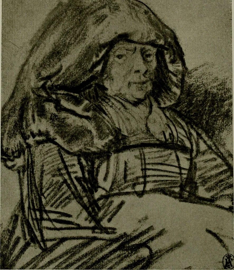 An illustration from Rembrandt handzeichnungen, 1919, leaf 75