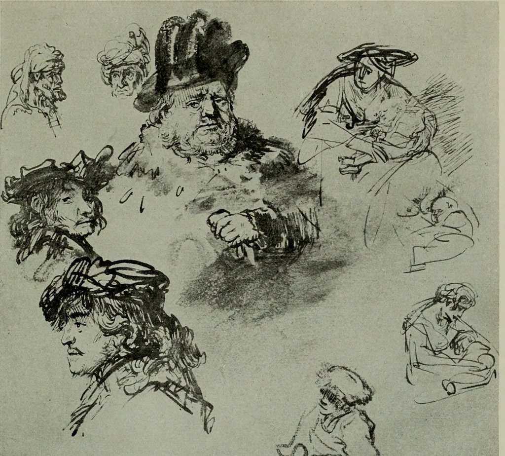 An illustration from Rembrandt handzeichnungen, 1919, leaf 88