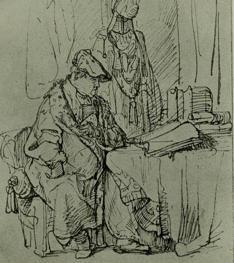 An illustration from Rembrandt handzeichnungen, 1919, leaf 90