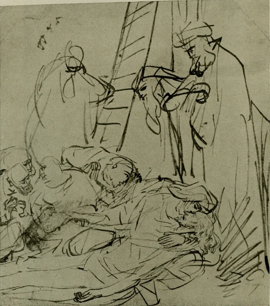 An illustration from Rembrandt handzeichnungen, 1919, leaf 99
