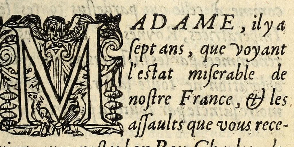 An illustration from Remonstrance av pevple francois, qv'il n'est permis à aucun subiet, sous quelque pretexte que ce soit, se rebeller ne prendre les armes cõtre son Prince & Roy, ny attenter contre son Estat. La tout prouué par l'escriture saincte,, 1585, leaf 11