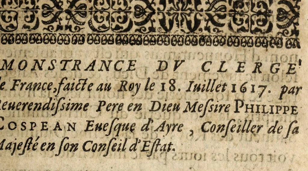 An illustration from Remonstrance du clerge de France, faicte au roy le 18. iuillet., 1617, leaf 11