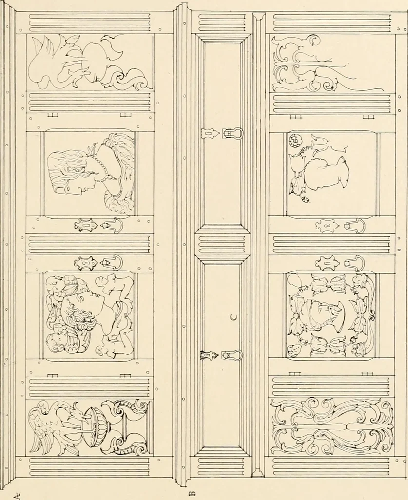 An illustration from The renaissance architectvre of central and northern Spain, a collection of photographs and measvred drawings,, 1920, leaf 242