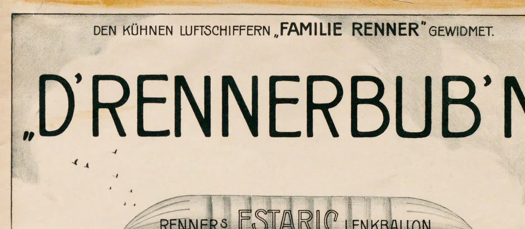 An illustration from "D'Rennerbub'n" : Marsch, 1909, leaf 1