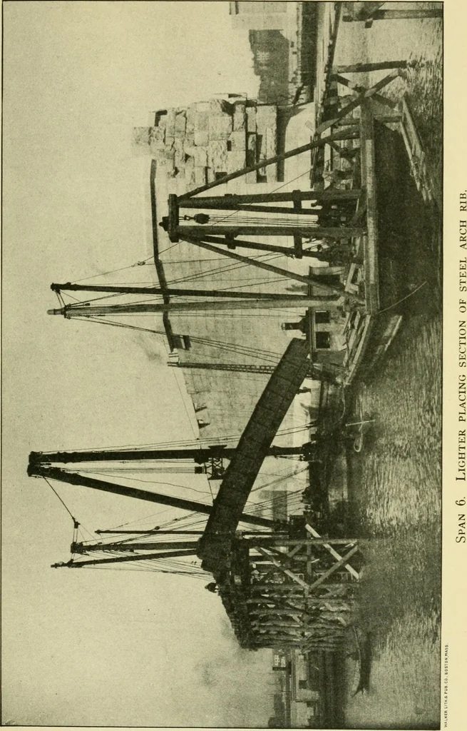 An illustration from Report of the Cambridge bridge commission and report of the chief engineer upon the construction of Cambridge bridge, 1909, leaf 100