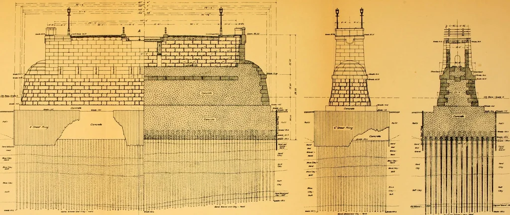 An illustration from Report of the Cambridge bridge commission and report of the chief engineer upon the construction of Cambridge bridge, 1909, leaf 114