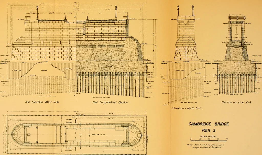 An illustration from Report of the Cambridge bridge commission and report of the chief engineer upon the construction of Cambridge bridge, 1909, leaf 116