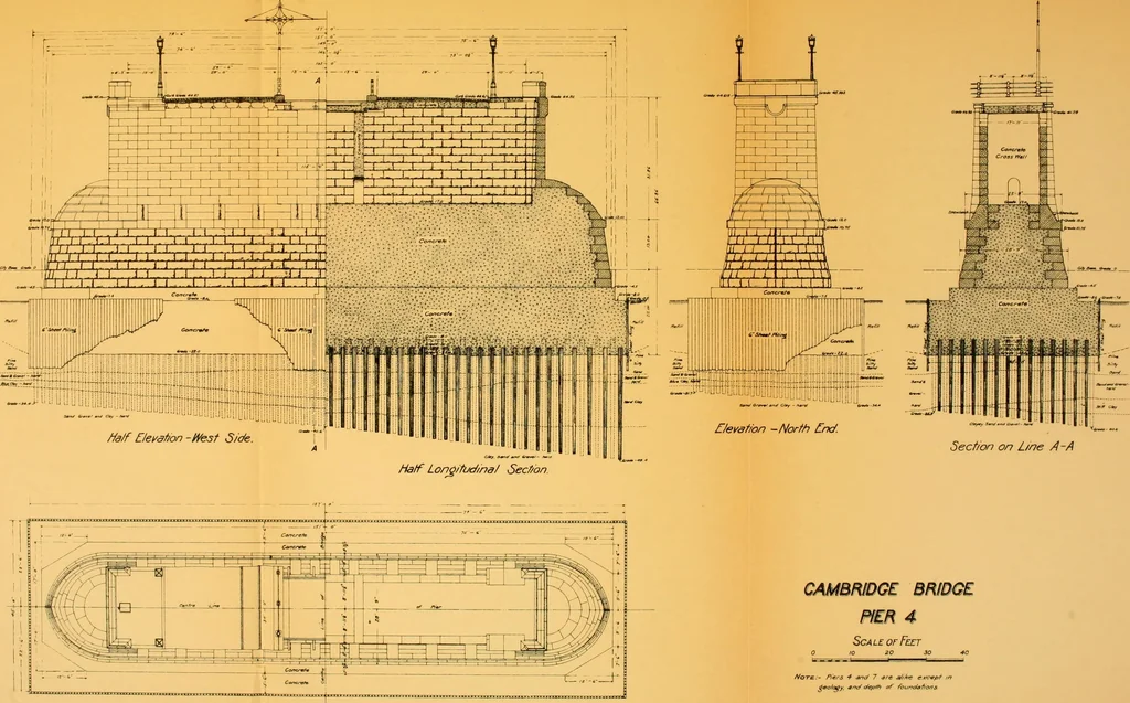 An illustration from Report of the Cambridge bridge commission and report of the chief engineer upon the construction of Cambridge bridge, 1909, leaf 118