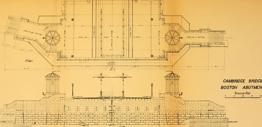 An illustration from Report of the Cambridge bridge commission and report of the chief engineer upon the construction of Cambridge bridge, 1909, leaf 124