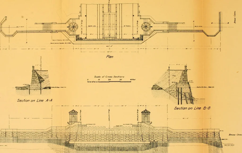 An illustration from Report of the Cambridge bridge commission and report of the chief engineer upon the construction of Cambridge bridge, 1909, leaf 130