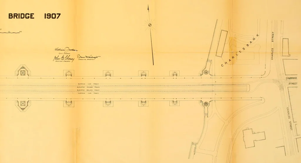 An illustration from Report of the Cambridge bridge commission and report of the chief engineer upon the construction of Cambridge bridge, 1909, leaf 70