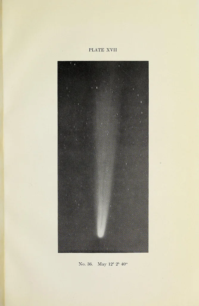 An illustration from Report of Comet Committee 1909-1913 : with index catalogue of all photographs of Halley's Comet, 1915, leaf 87