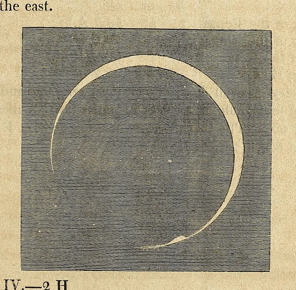 An illustration from Report of a Committee of the American Philosophical Society on Astronomical Observations : containing observations made in different parts of the United States, on the solar eclipse of February 12th, 1831 : read October 7, 1831, 1834, leaf 9