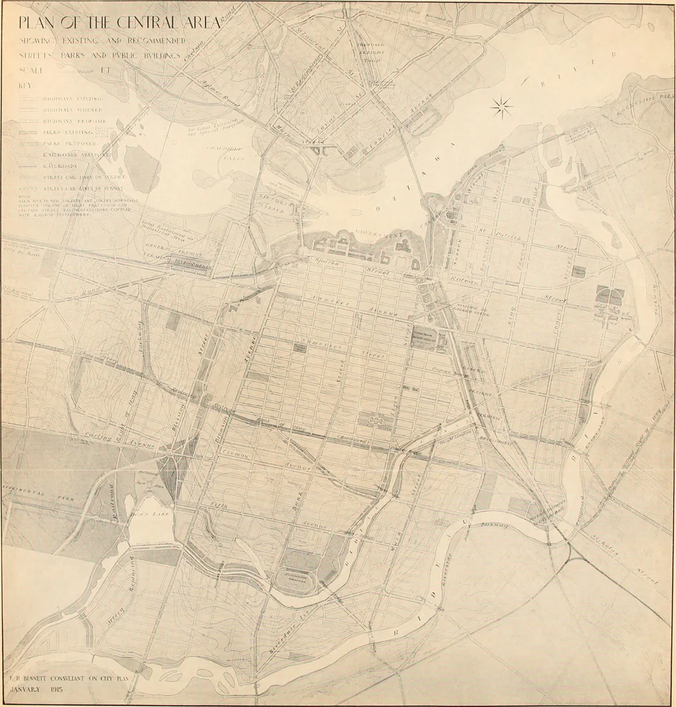 An illustration from Report of the Federal plan commission on a general plan for the cities of Ottawa and Hull ... 1915, 1916, leaf 94