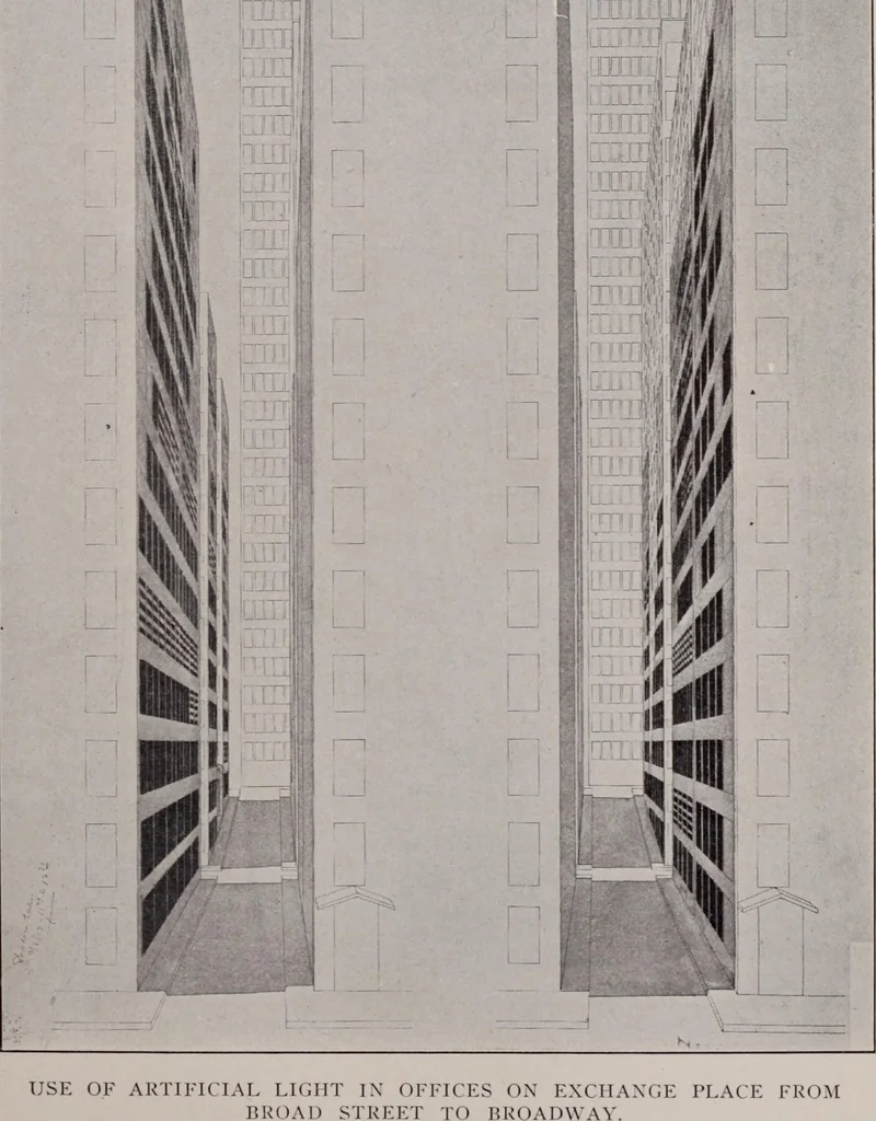 An illustration from Report of the Heights of Buildings Commission to the Committee on the Height, Size and Arrangement of Buildings of the Board of Estimate and Apportionment of the city of New York, 1913, leaf 100