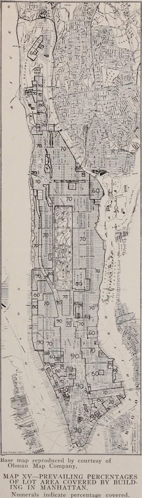 An illustration from Report of the Heights of Buildings Commission to the Committee on the Height, Size and Arrangement of Buildings of the Board of Estimate and Apportionment of the city of New York, 1913, leaf 118