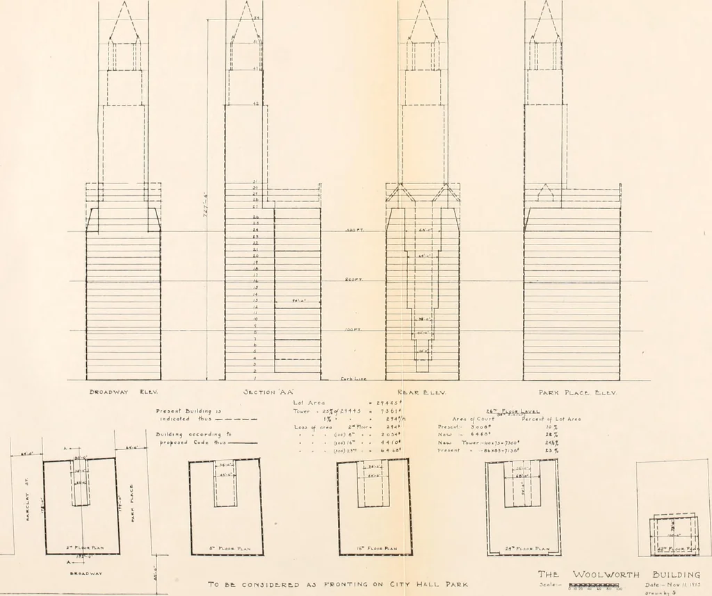 An illustration from Report of the Heights of Buildings Commission to the Committee on the Height, Size and Arrangement of Buildings of the Board of Estimate and Apportionment of the city of New York, 1913, leaf 138