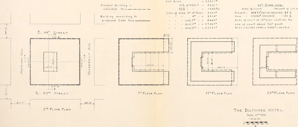 An illustration from Report of the Heights of Buildings Commission to the Committee on the Height, Size and Arrangement of Buildings of the Board of Estimate and Apportionment of the city of New York, 1913, leaf 152