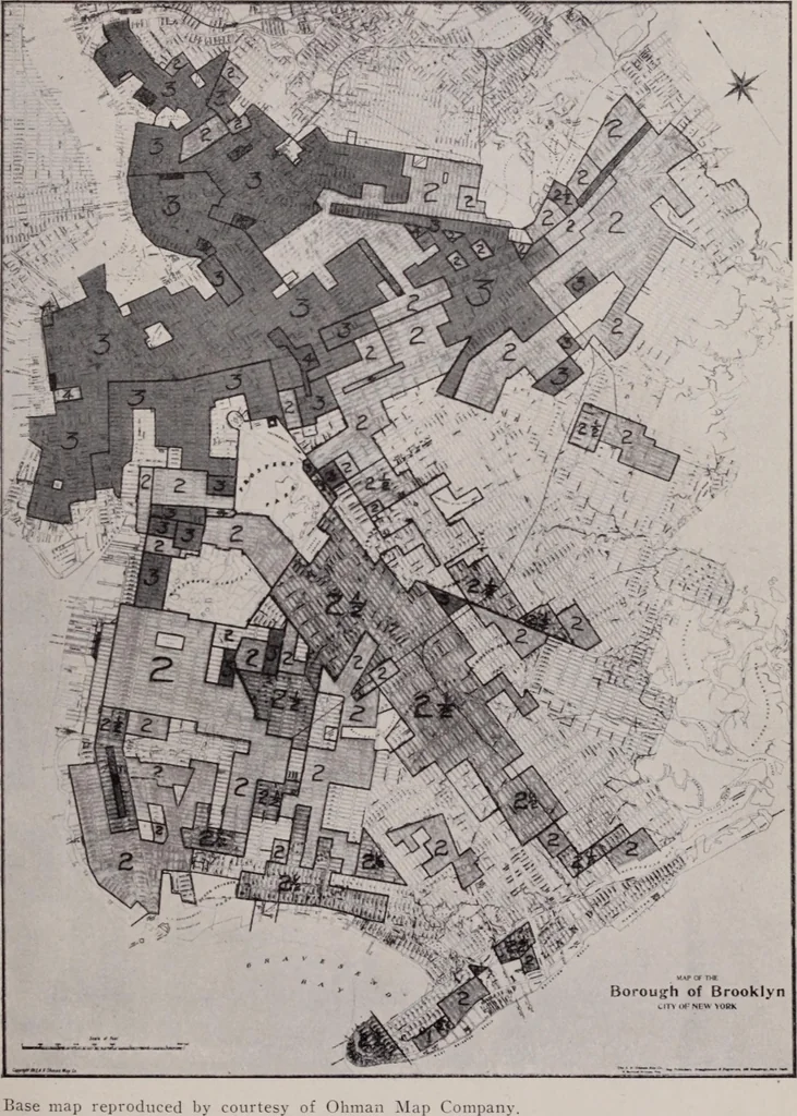 An illustration from Report of the Heights of Buildings Commission to the Committee on the Height, Size and Arrangement of Buildings of the Board of Estimate and Apportionment of the city of New York, 1913, leaf 58