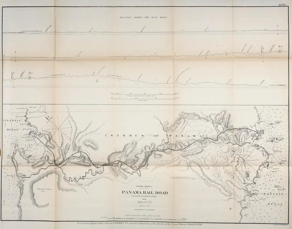 An illustration from Report on interoceanic canals and railroads between the Atlantic and Pacific Oceans, 1867, leaf 69