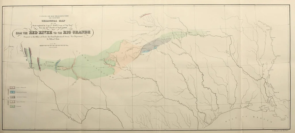 An illustration from Reports of explorations and surveys, to ascertain the most practicable and economical route for a railroad from the Mississippi River to the Pacific Ocean, 1855, leaf 657