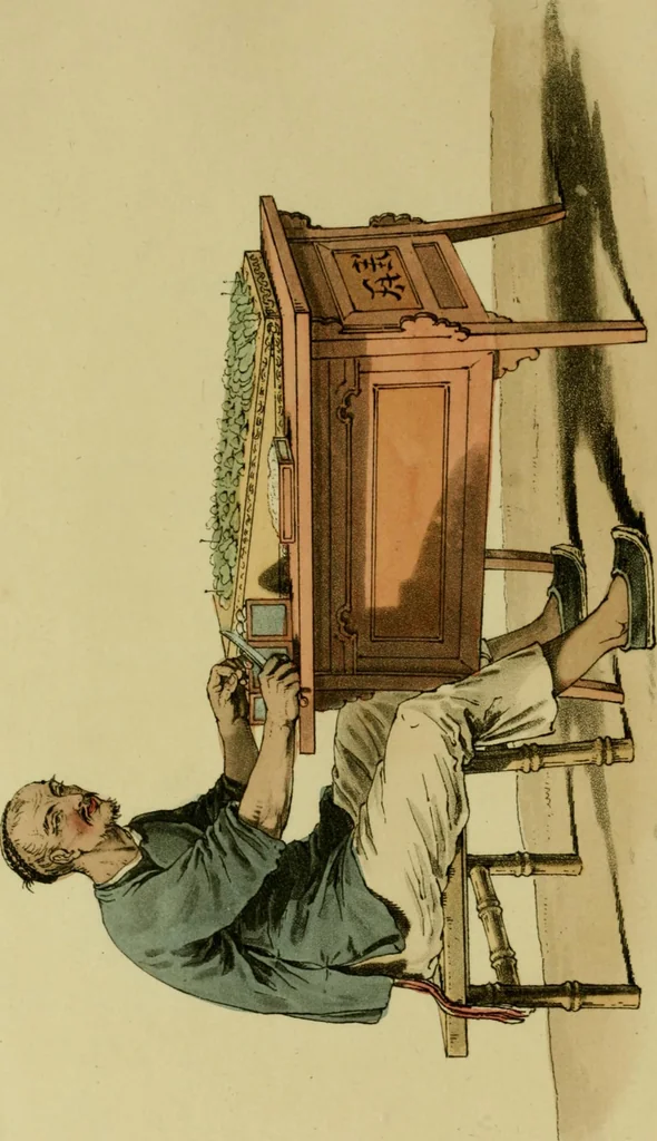 An illustration from Picturesque representations of the dress and manners of the Chinese. Illustrated in fifty coloured engravings, with descriptions, 1814, leaf 135