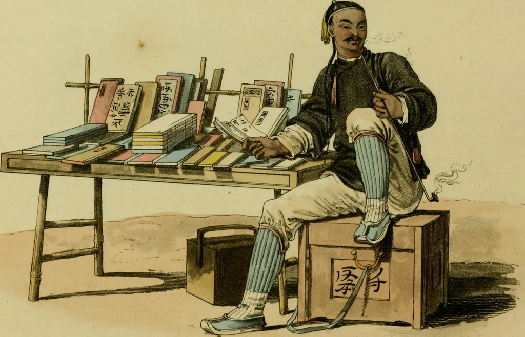 An illustration from Picturesque representations of the dress and manners of the Chinese. Illustrated in fifty coloured engravings, with descriptions, 1814, leaf 99