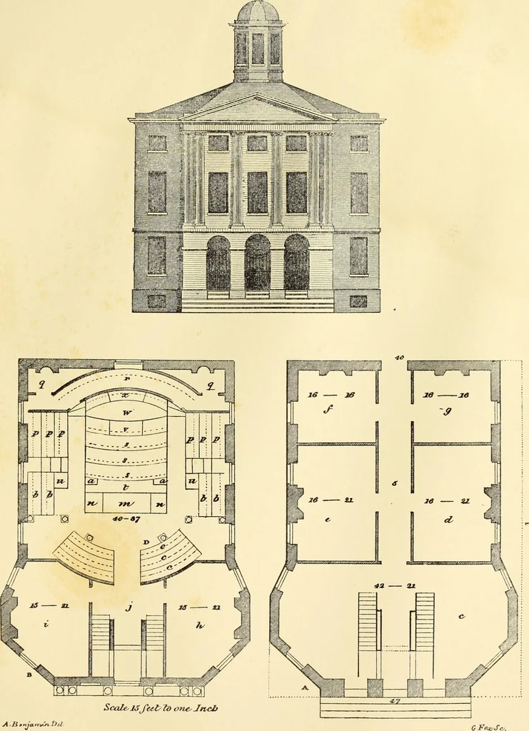 An illustration from A reprint of The country builder's assistant, The American builder's companion, The rudiments of architecture, The practical house carpenter, Practice of architecture, 1917, leaf 104
