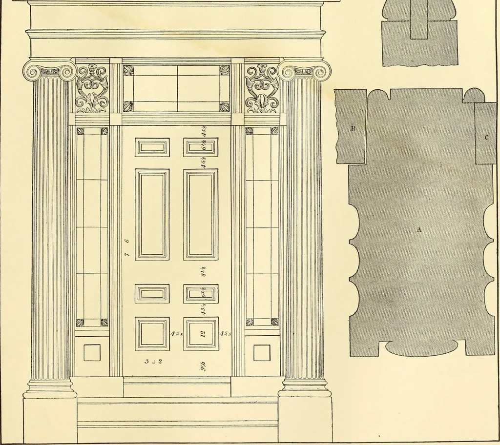 An illustration from A reprint of The country builder's assistant, The American builder's companion, The rudiments of architecture, The practical house carpenter, Practice of architecture, 1917, leaf 154