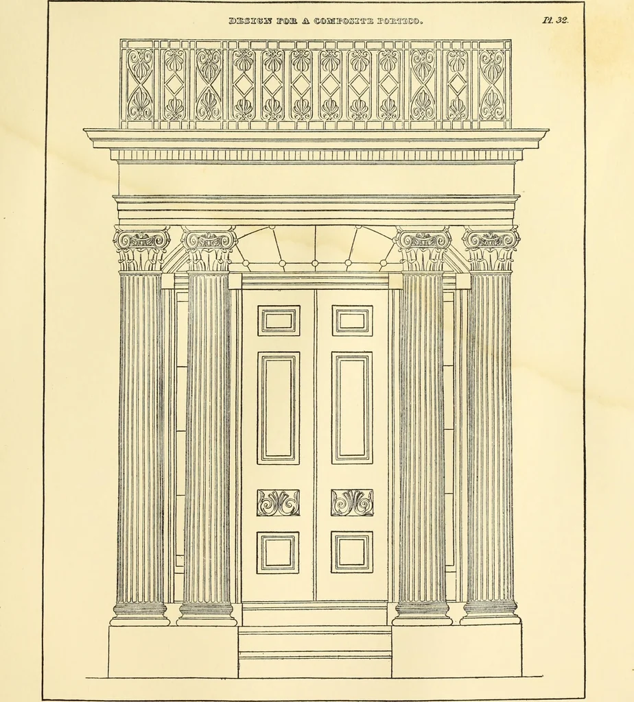 An illustration from A reprint of The country builder's assistant, The American builder's companion, The rudiments of architecture, The practical house carpenter, Practice of architecture, 1917, leaf 156