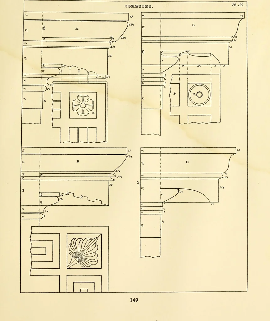 An illustration from A reprint of The country builder's assistant, The American builder's companion, The rudiments of architecture, The practical house carpenter, Practice of architecture, 1917, leaf 158
