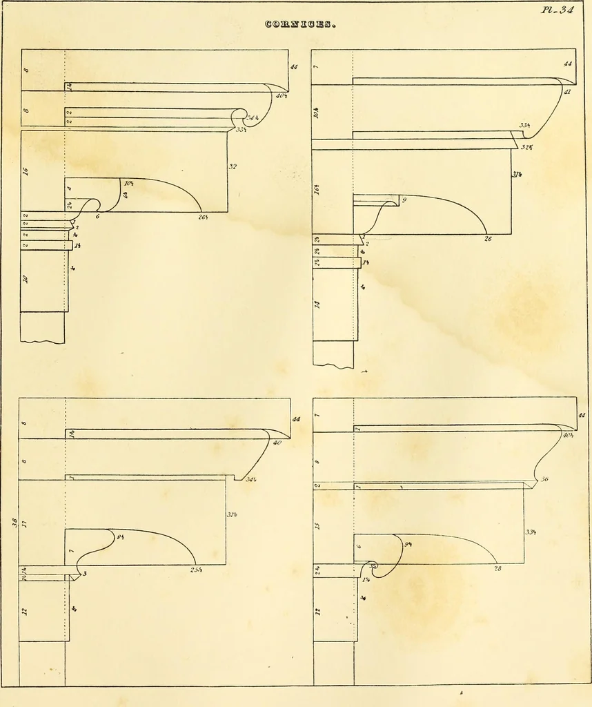 An illustration from A reprint of The country builder's assistant, The American builder's companion, The rudiments of architecture, The practical house carpenter, Practice of architecture, 1917, leaf 168
